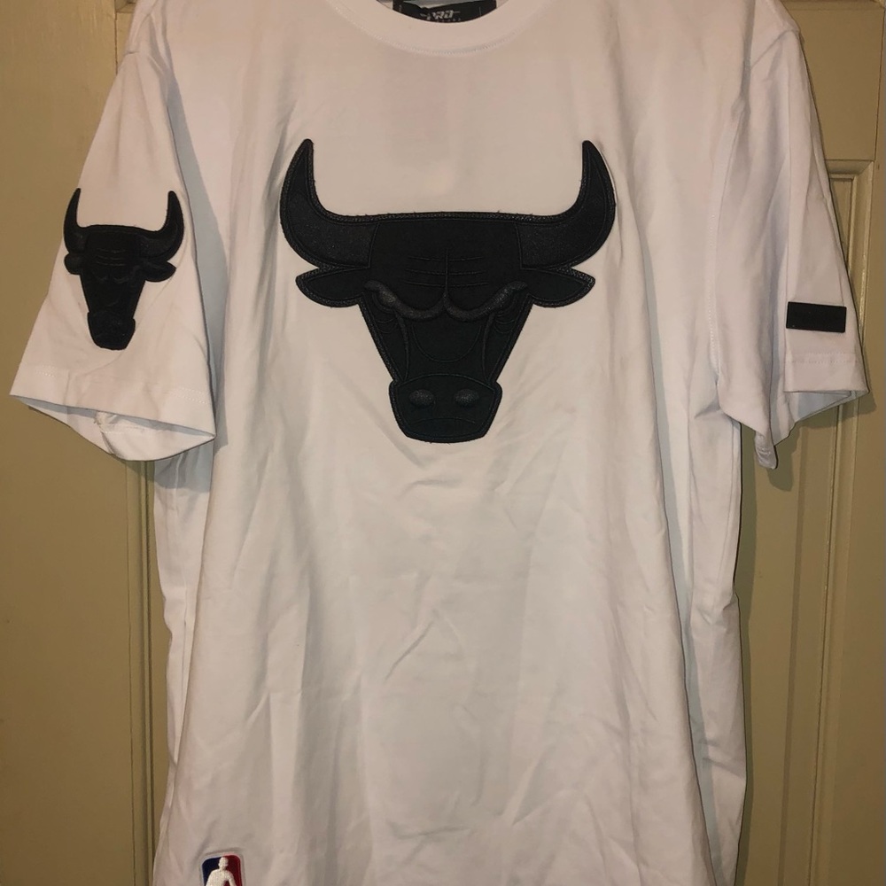 White T-Shirt with Black Bull Logo